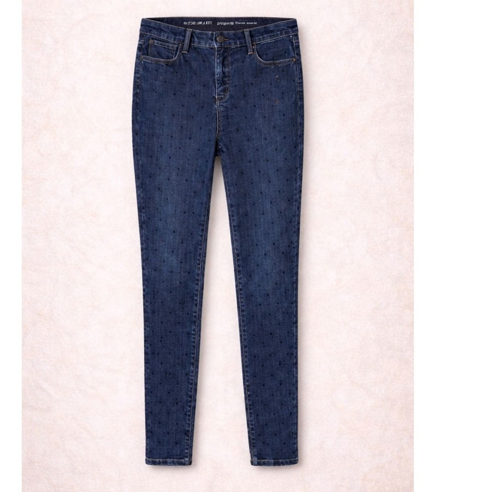 Talbots Polka Dot Jeggings High Rise Stretch Ankle Dark Wash Size 8